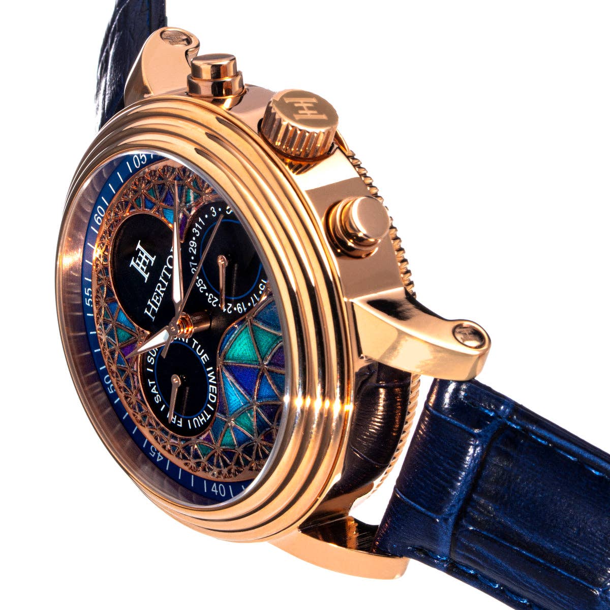Heritor Automatic Legacy Leather-Band Watch with Day/Date