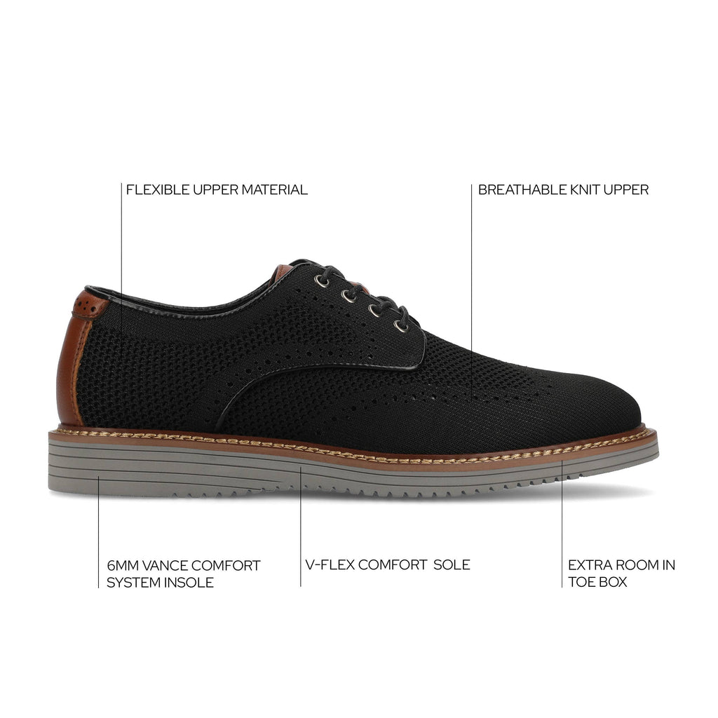 Vance Whitaker Casual Knit Hybrid Wingtip Dress Shoe