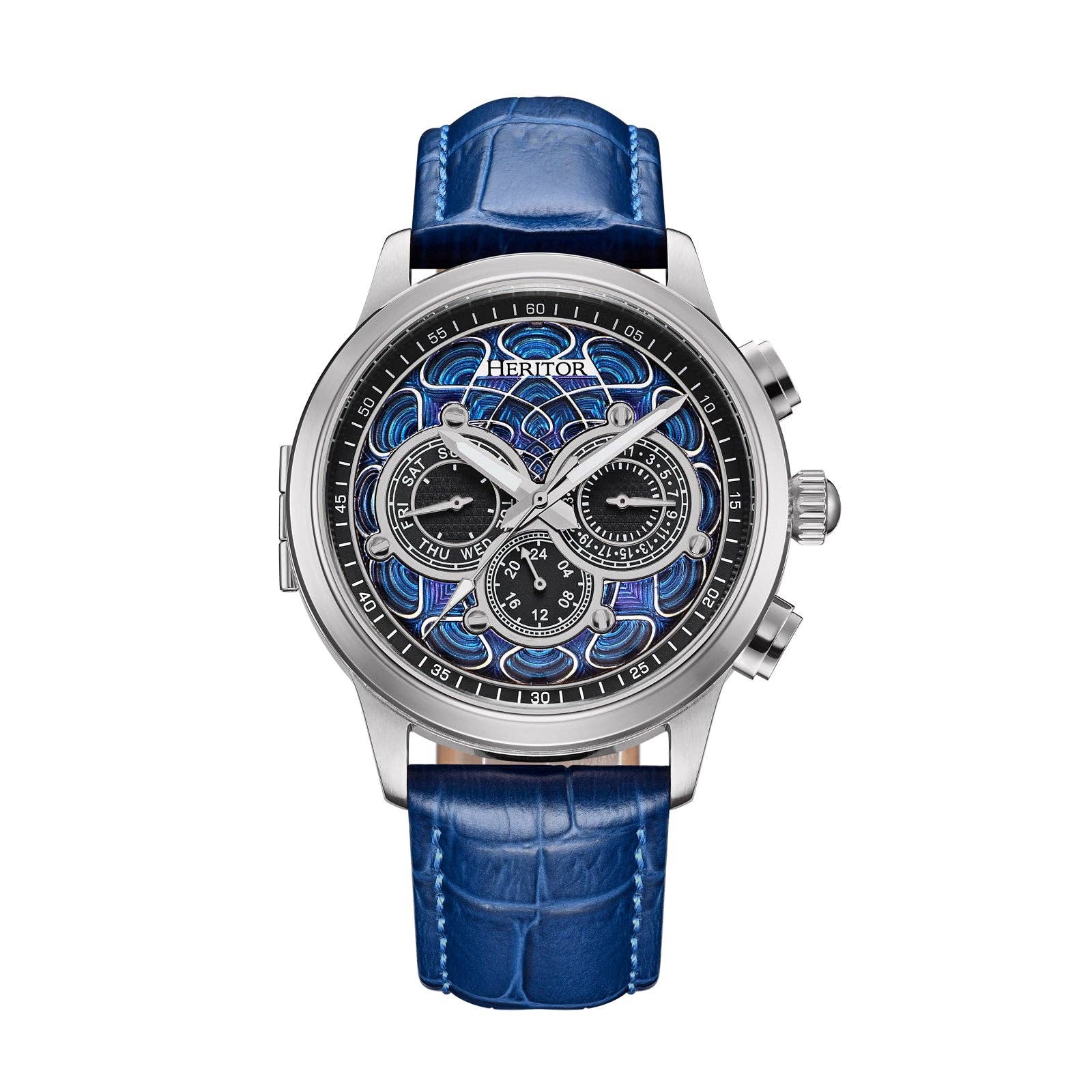 Heritor Automatic Apostle Leather Band Watch with Day/Date