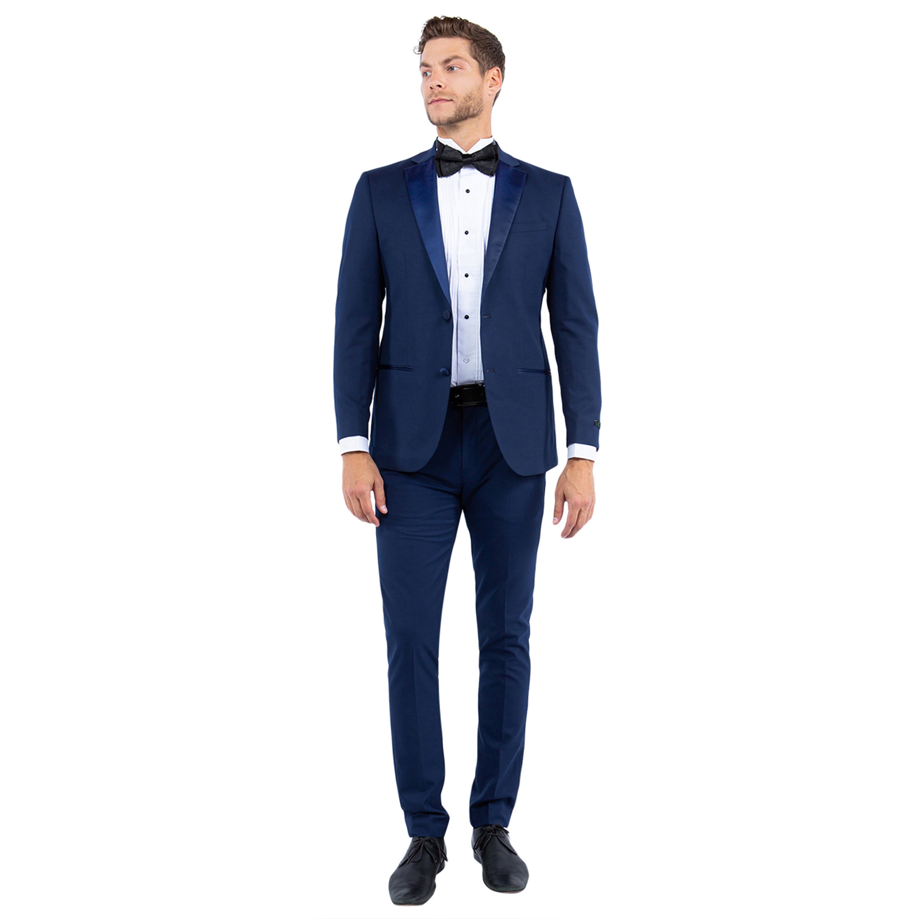 Navy Zegarie Notch Lapel Tuxedo Jacket For Men - Bundle Bus