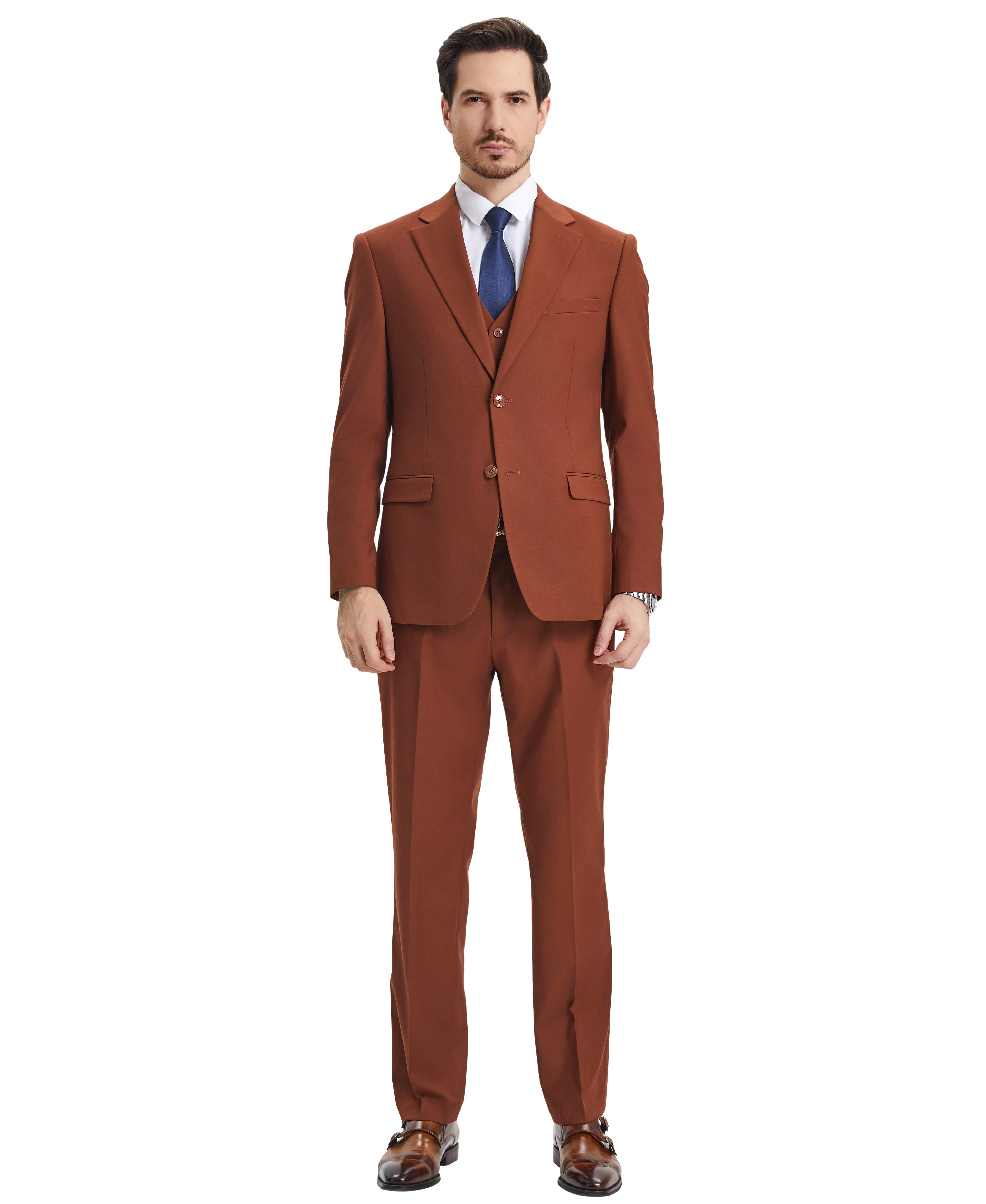 Stacy Adams Hybrid-Fit Vested Suit, Solid Brown