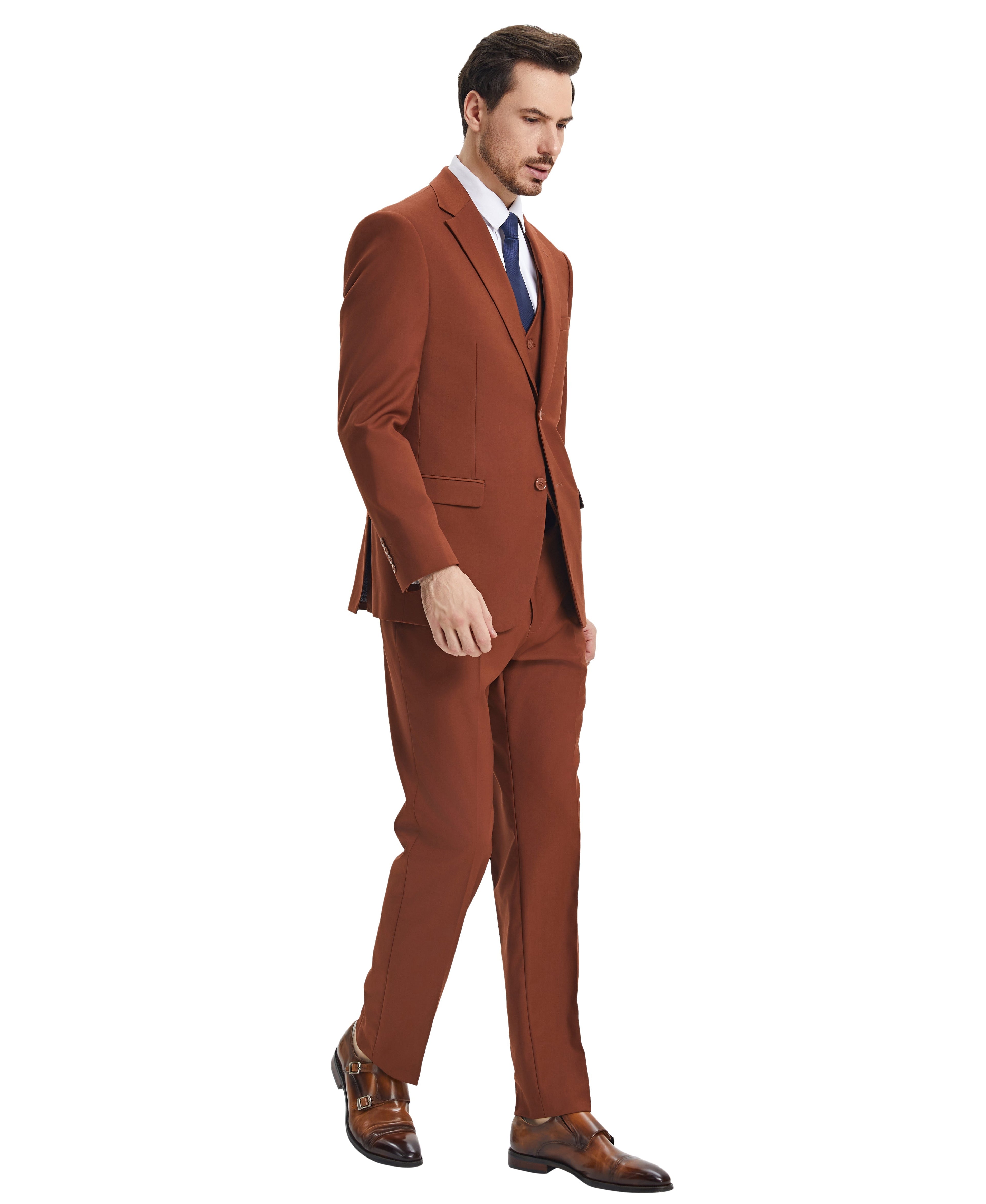 Stacy Adams Hybrid-Fit Vested Suit, Solid Brown