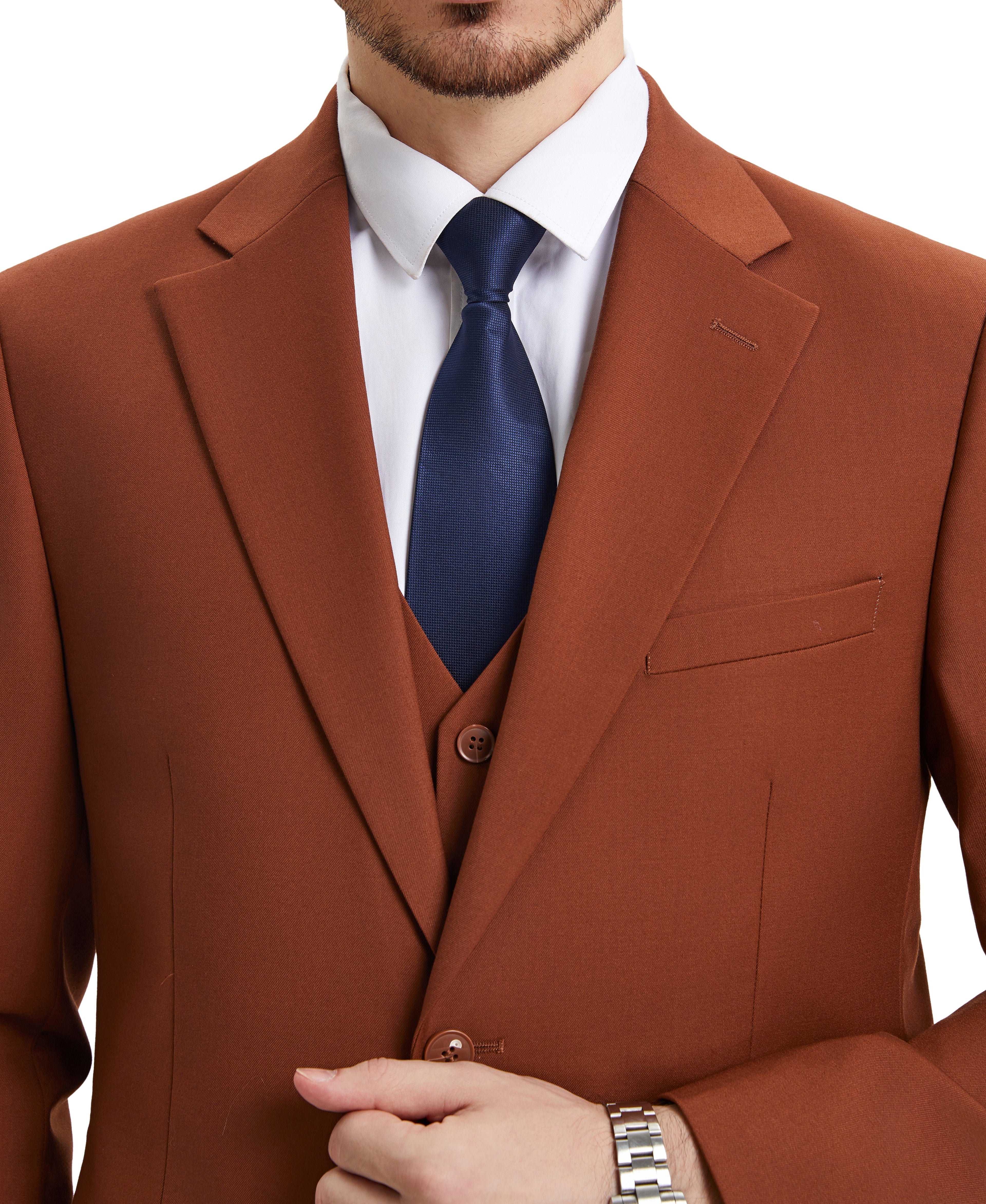 Stacy Adams Hybrid-Fit Vested Suit, Solid Brown
