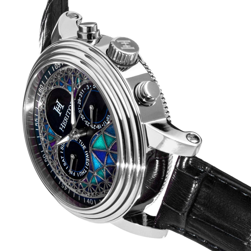 Heritor Automatic Legacy Leather-Band Watch with Day/Date