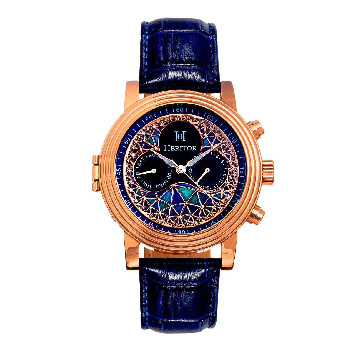 Heritor Automatic Legacy Leather-Band Watch with Day/Date