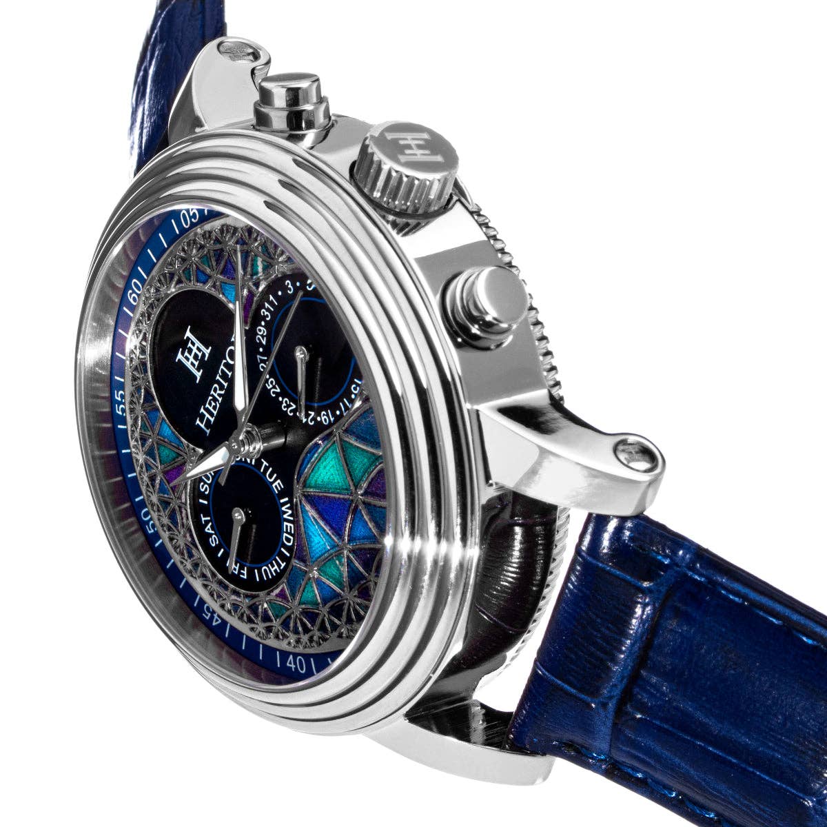 Heritor Automatic Legacy Leather-Band Watch with Day/Date