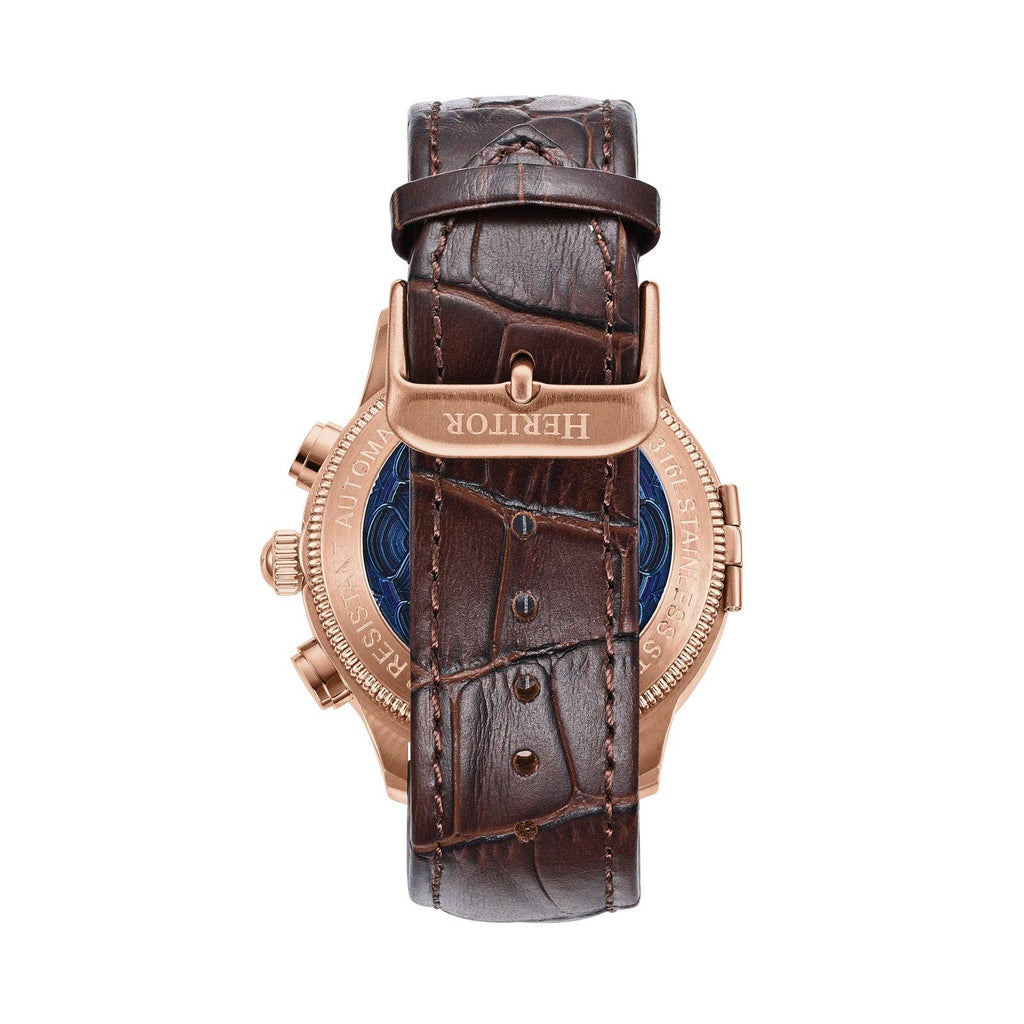 Heritor Automatic Apostle Leather Band Watch with Day/Date - Bundle Bus