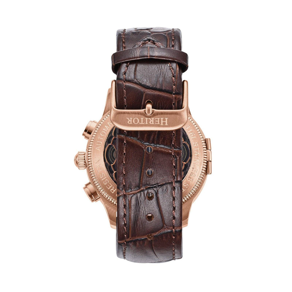 Heritor Automatic Apostle Leather Band Watch with Day/Date - Bundle Bus