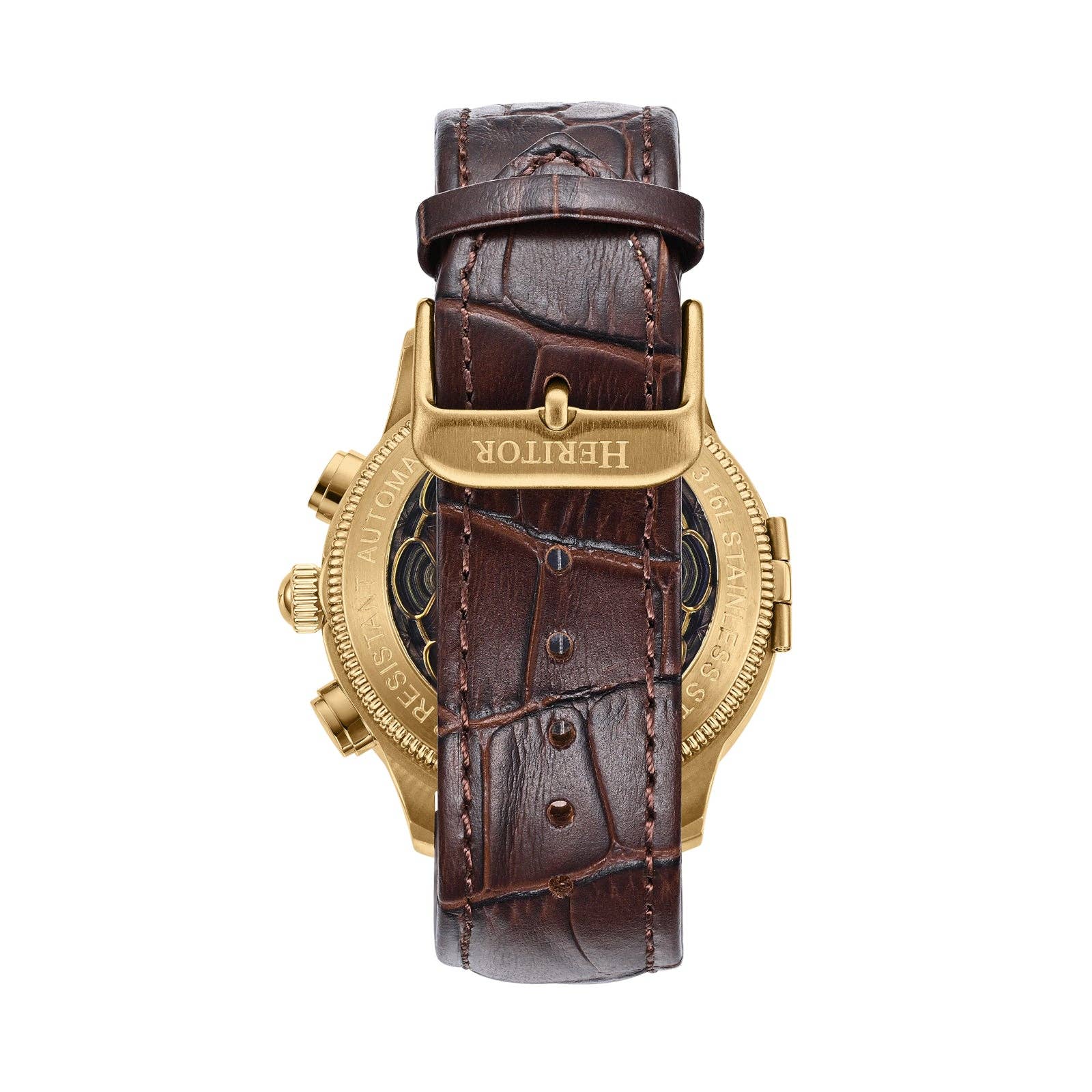 Heritor Automatic Apostle Leather Band Watch with Day/Date - Bundle Bus