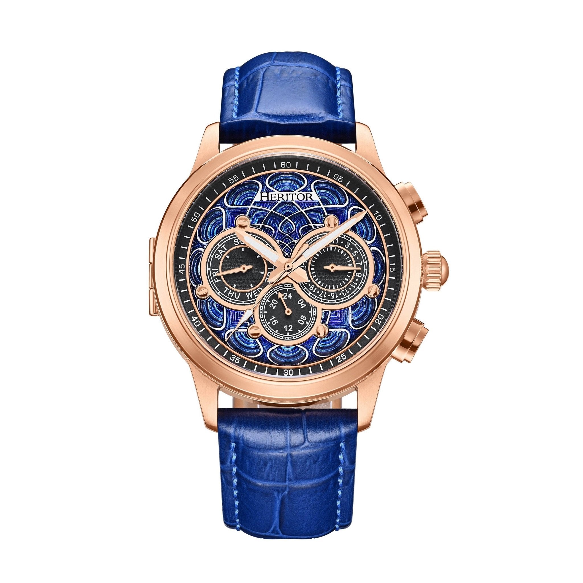 Heritor Automatic Apostle Leather Band Watch with Day/Date - Bundle Bus