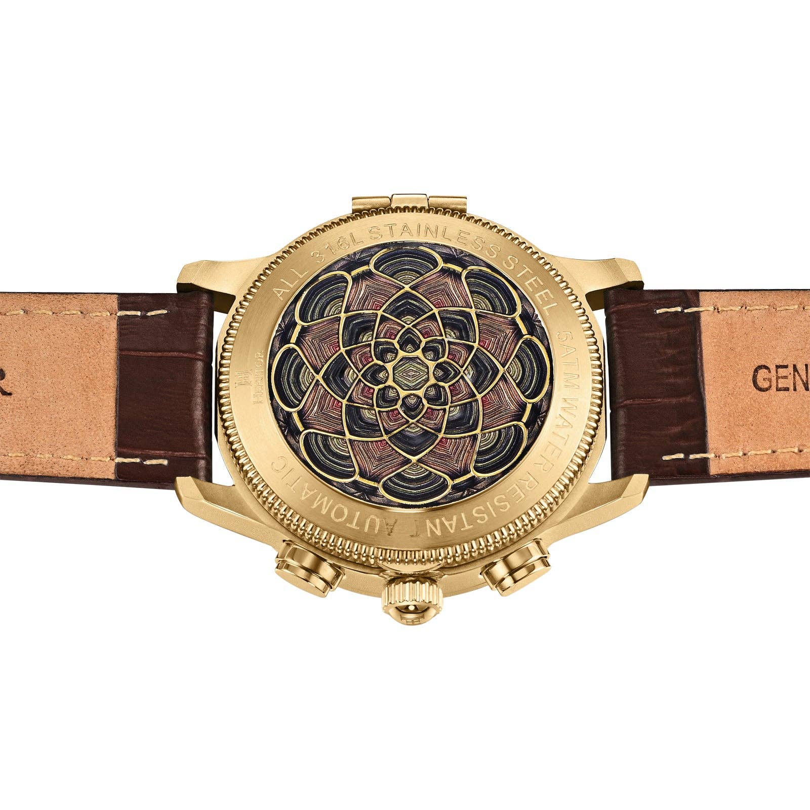 Heritor Automatic Apostle Leather Band Watch with Day/Date - Bundle Bus