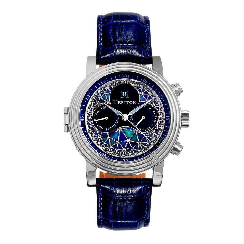 Heritor Automatic Legacy Leather - Band Watch with Day/Date - Bundle Bus