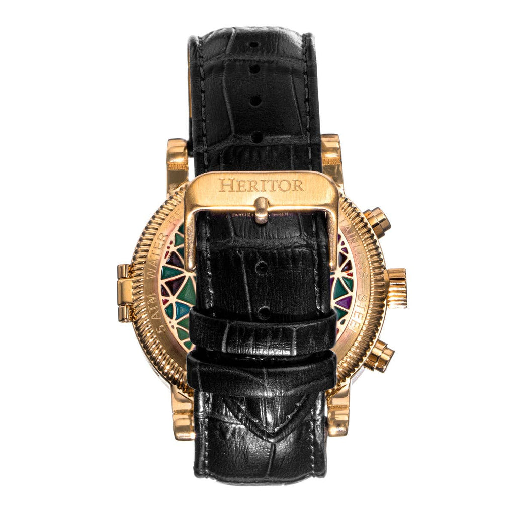 Heritor Automatic Legacy Leather - Band Watch with Day/Date - Bundle Bus