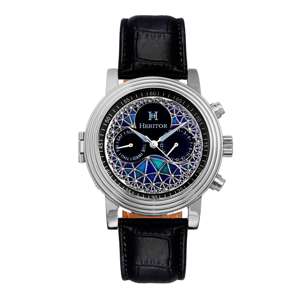Heritor Automatic Legacy Leather - Band Watch with Day/Date - Bundle Bus