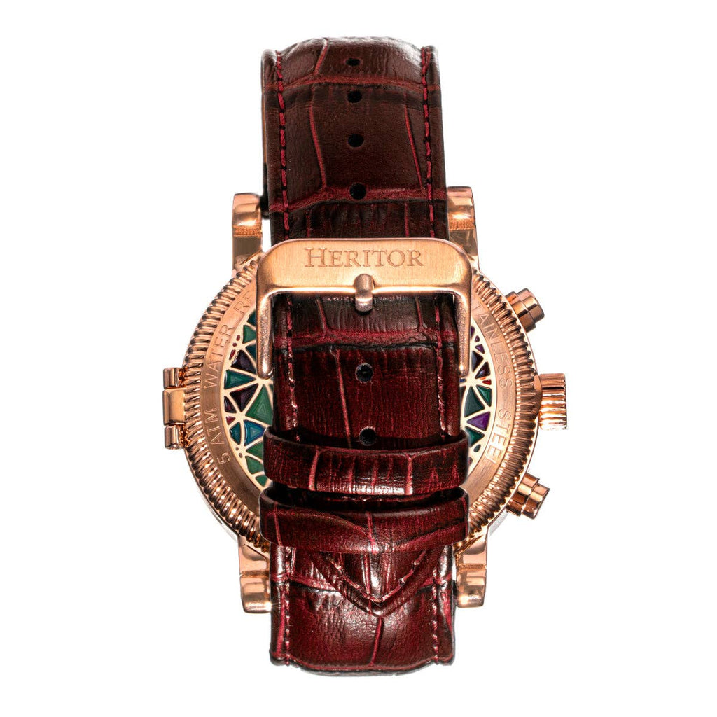 Heritor Automatic Legacy Leather - Band Watch with Day/Date - Bundle Bus