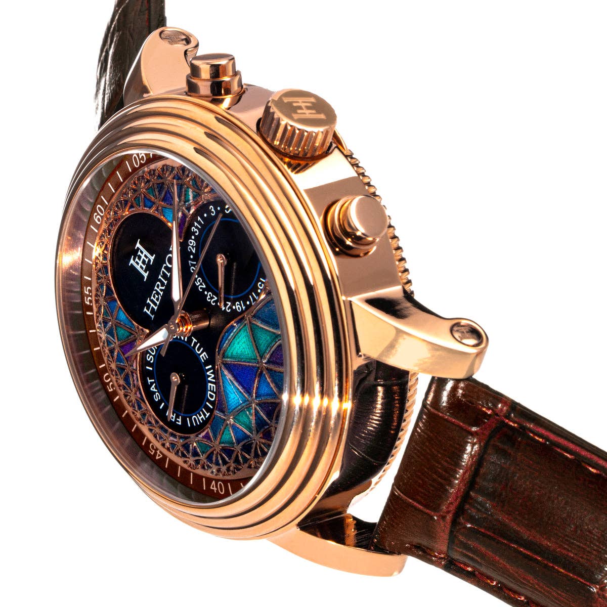 Heritor Automatic Legacy Leather - Band Watch with Day/Date - Bundle Bus