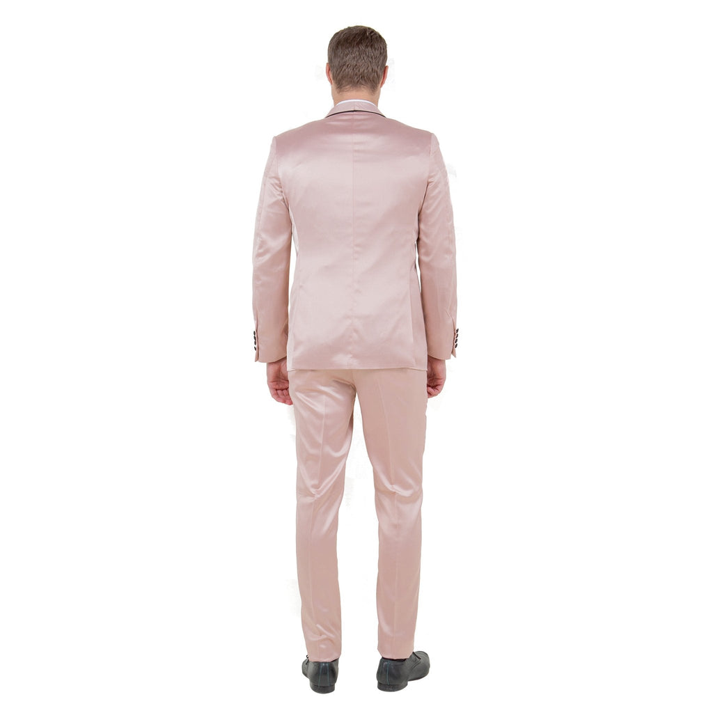 Mens 3pc Solid Satin Suit Set w/ Free Bowtie - Bundle Bus