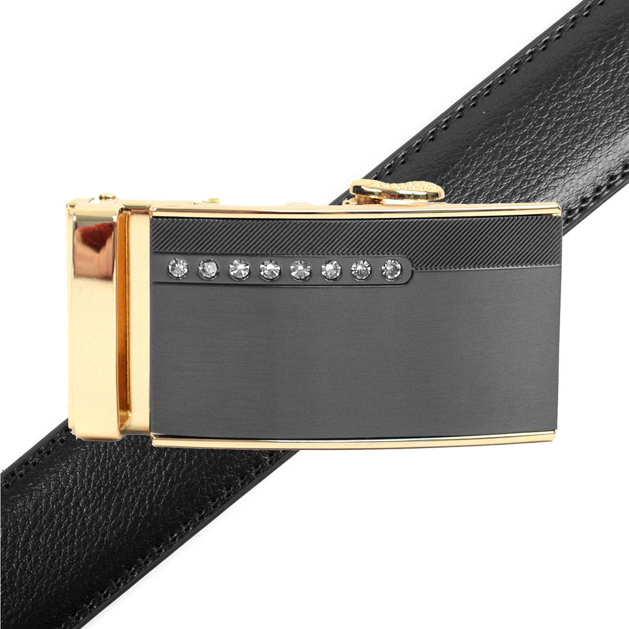 Men's Genuine Leather Sliding Buckle Ratchet Belt MGLBB39 - Bundle Bus