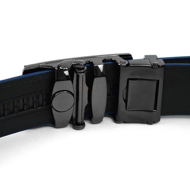 Men's Genuine Leather Sliding Buckle Ratchet Belt MGLBB39 - Bundle Bus