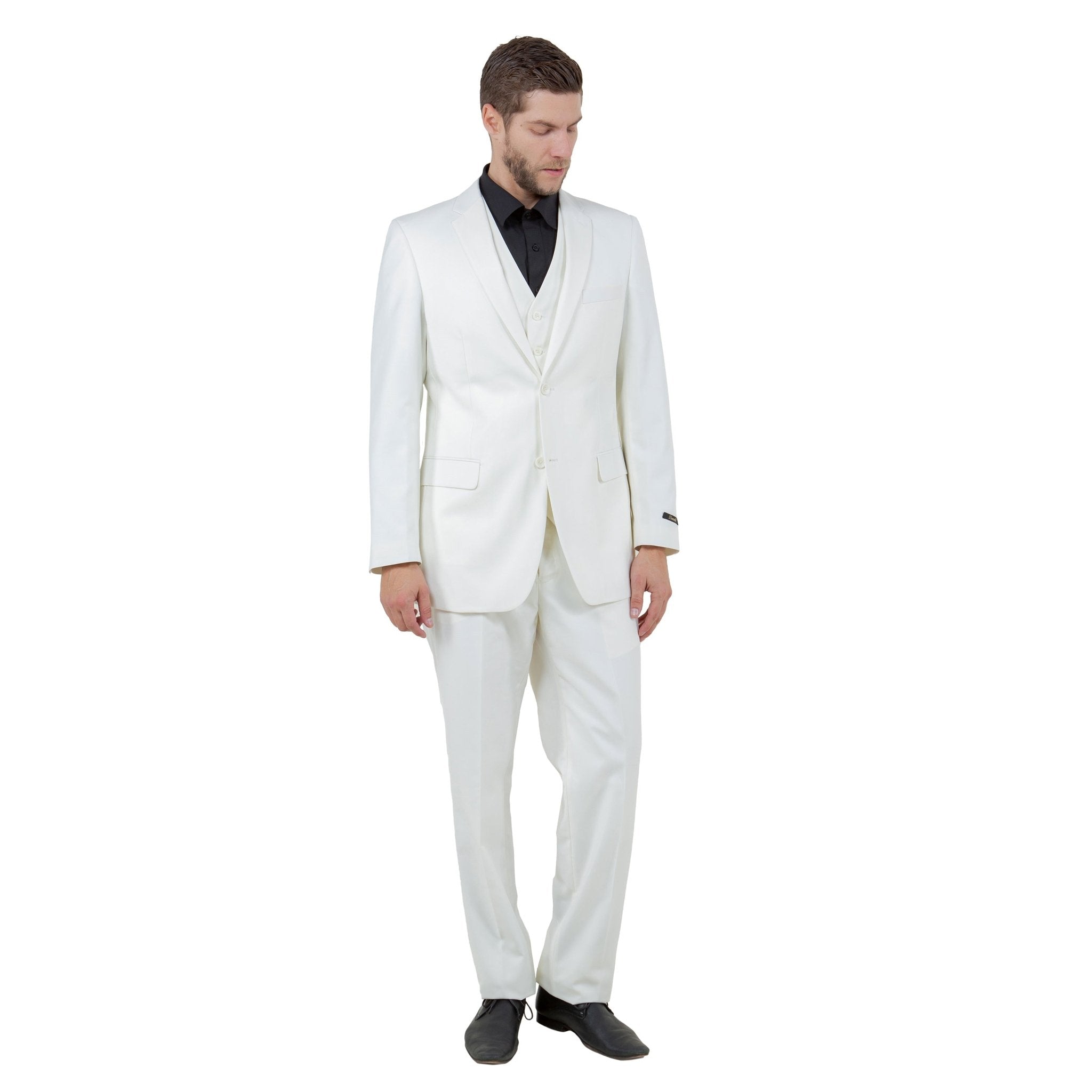 Men's Modern - Fit 3 - Piece Suit Set w/ Jacket, Vest and Pants - Bundle Bus