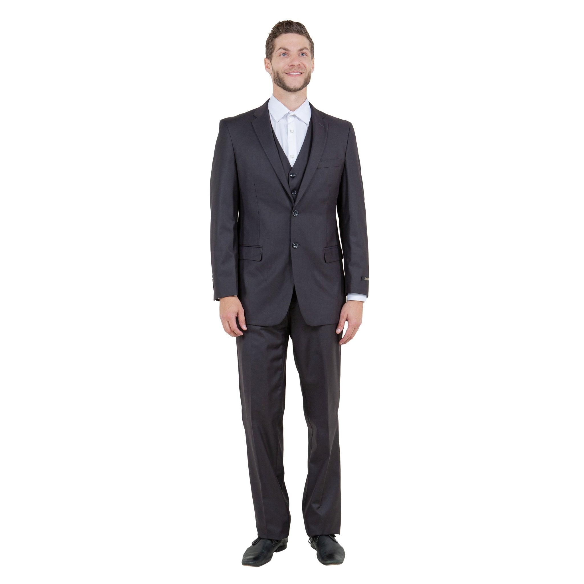 Men's Modern - Fit 3 - Piece Suit Set w/ Jacket, Vest and Pants - Bundle Bus