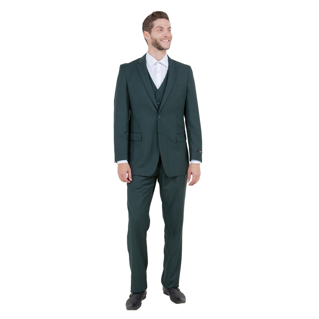 Men's Modern - Fit 3 - Piece Suit Set w/ Jacket, Vest and Pants - Bundle Bus