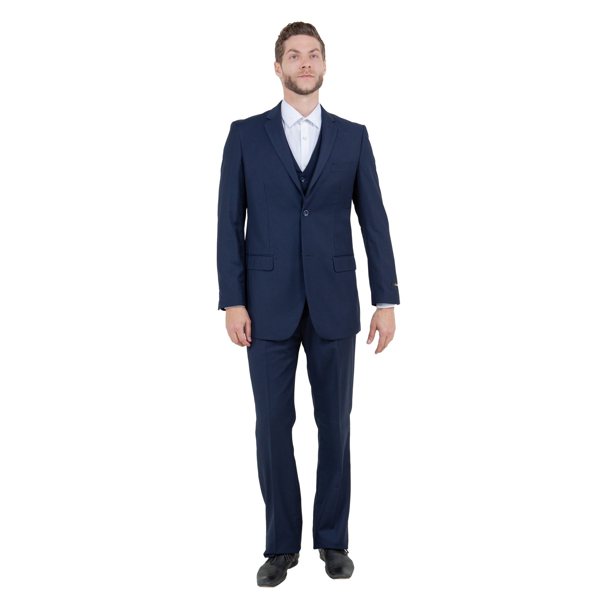 Men's Modern - Fit 3 - Piece Suit Set w/ Jacket, Vest and Pants - Bundle Bus