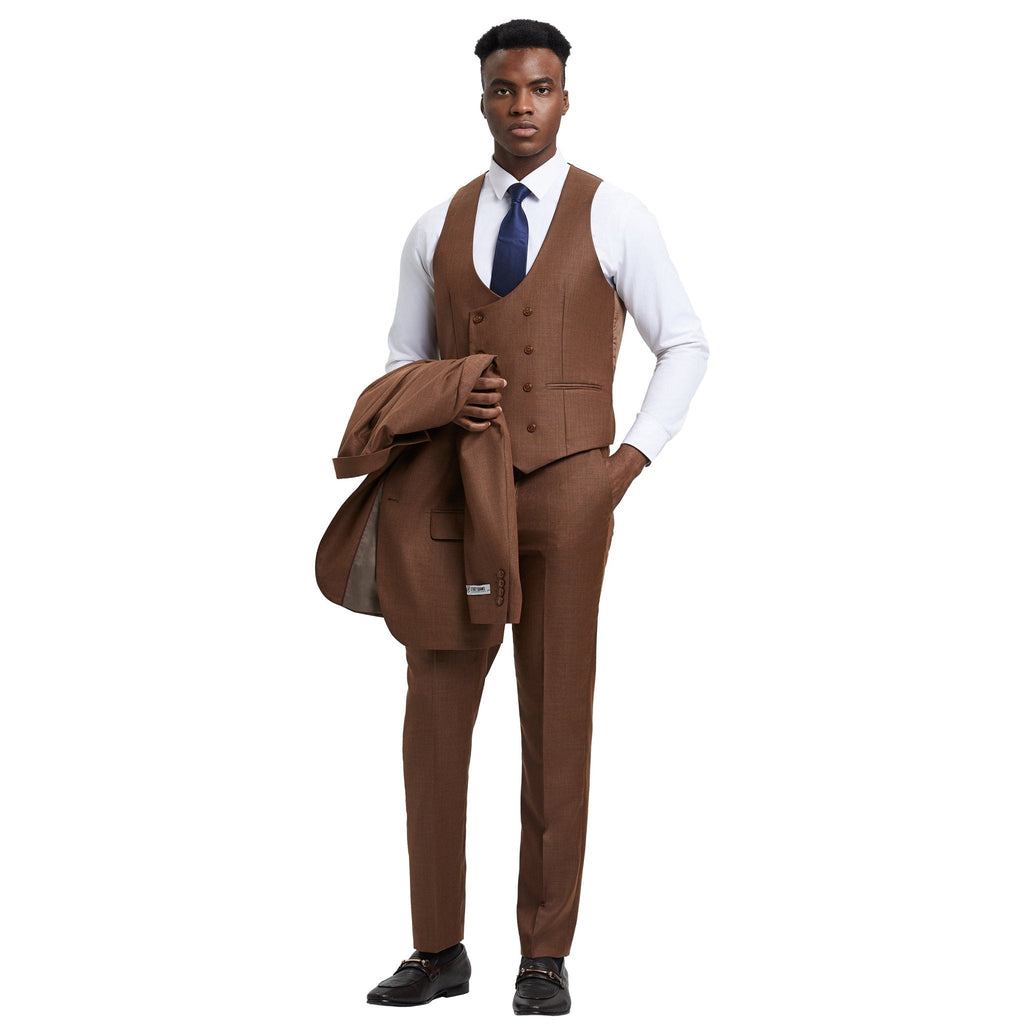 Men's Stacy Adams Sharkskin 3 - Piece Suit - Bundle Bus