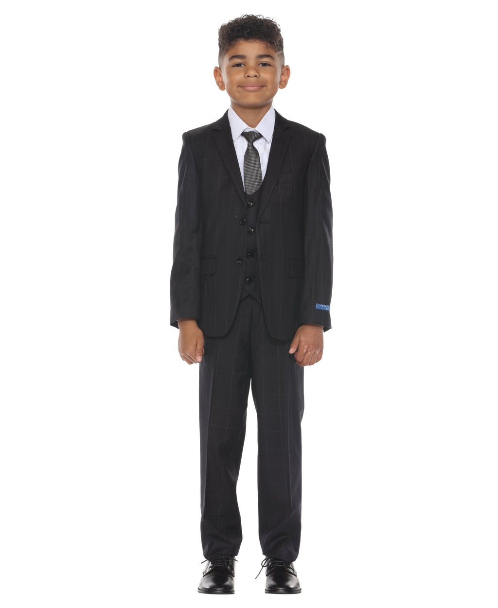 Perry Ellis Boy's 5pc Windowpane Suit - Bundle Bus