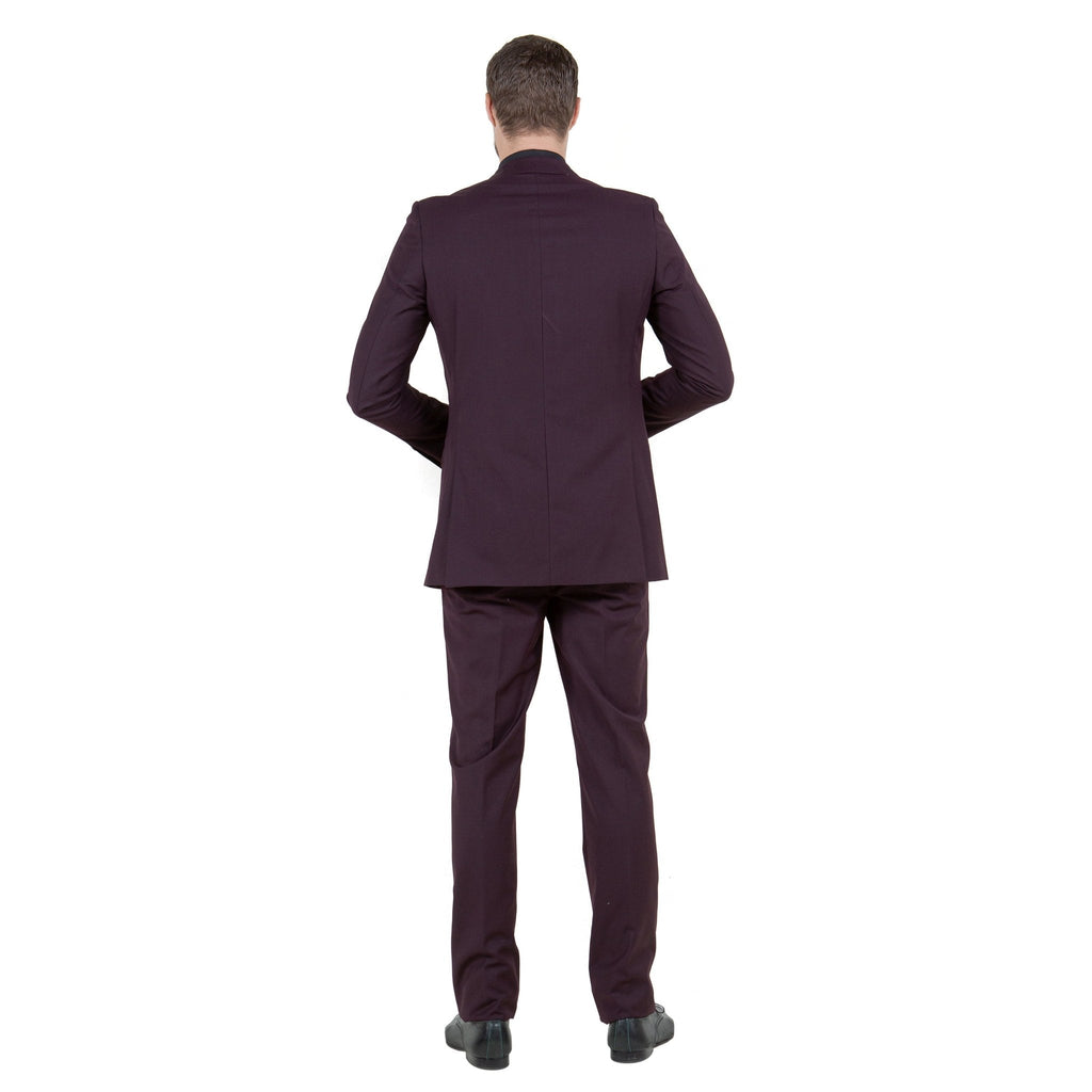 Plum Men's 2pc Suit Slim - Fit w/ Pick Stitch - Bundle Bus