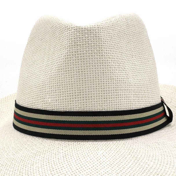 Spring/Summer Classic Woven Fashion Trilby Fedora Hat with Multi Color Band -FSS17127 - Bundle Bus