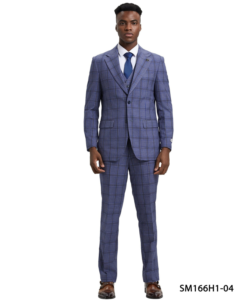 Stacy Adams Hybrid - Fit Vested Suit, Windowpane Lilac - Bundle Bus
