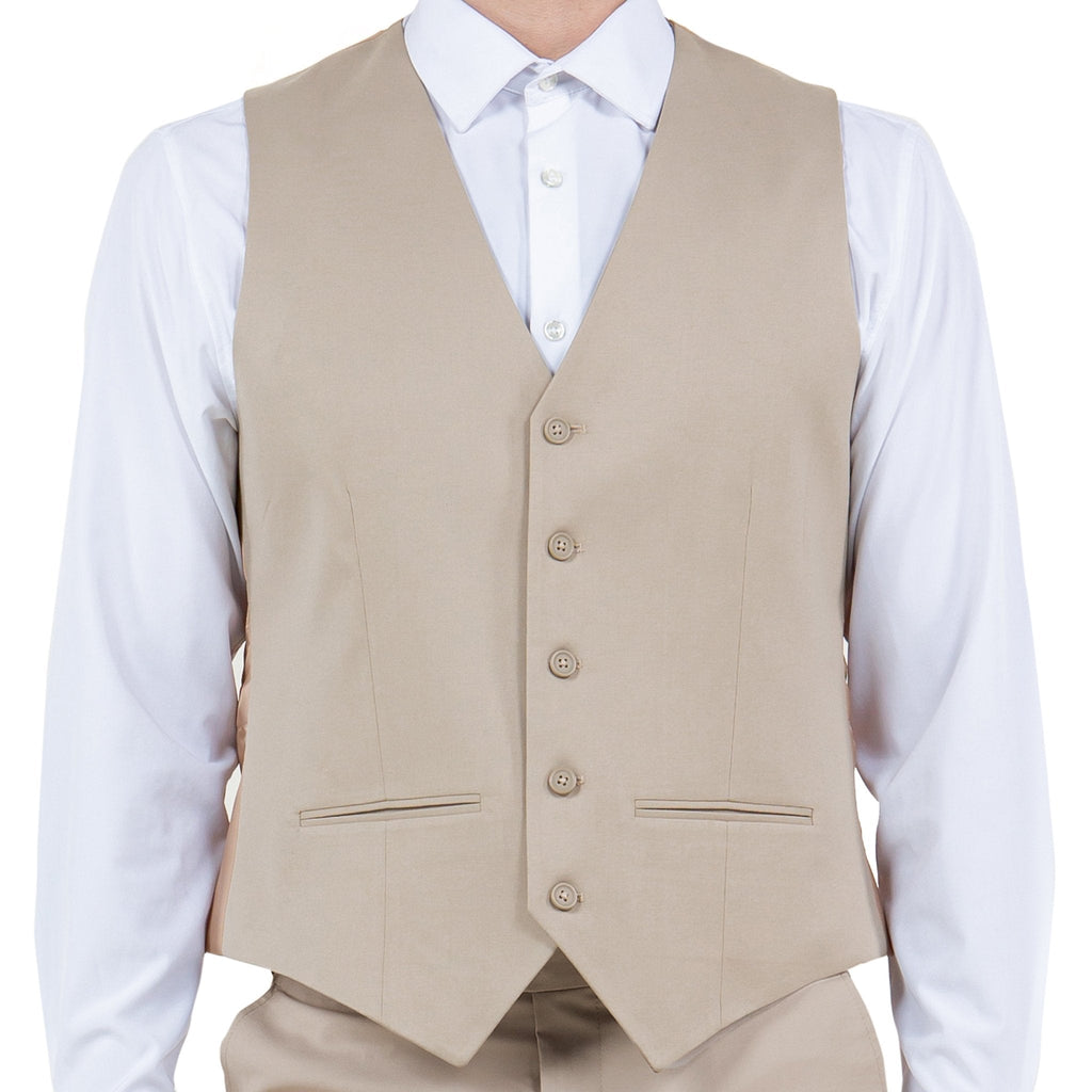 Tan Zegarie Suit Separates Solid Men's Vests For Men - Bundle Bus